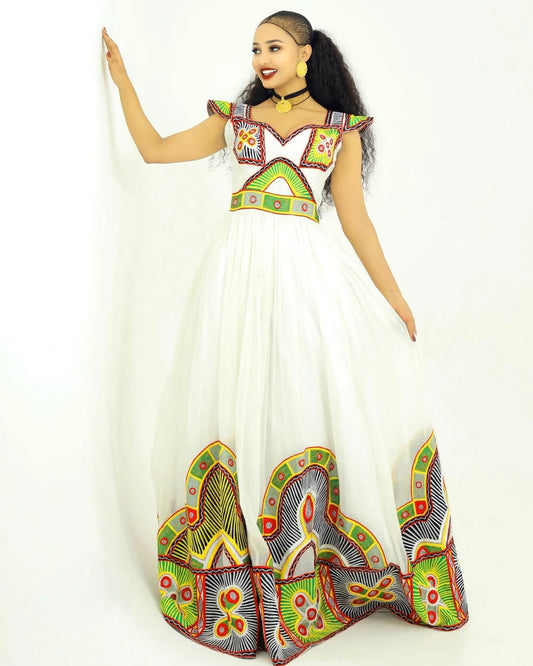 Charismatic Multicolored Traditional Ethiopian Dress