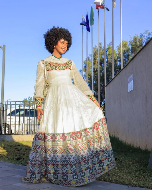 Redefined Beauty on Colorful Habesha Dress