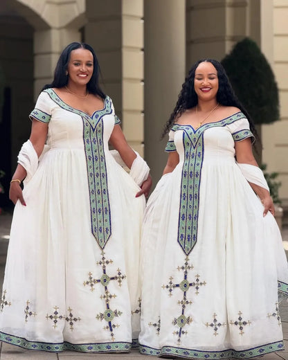 Lovely Green and Blue Ethiopian Clothing