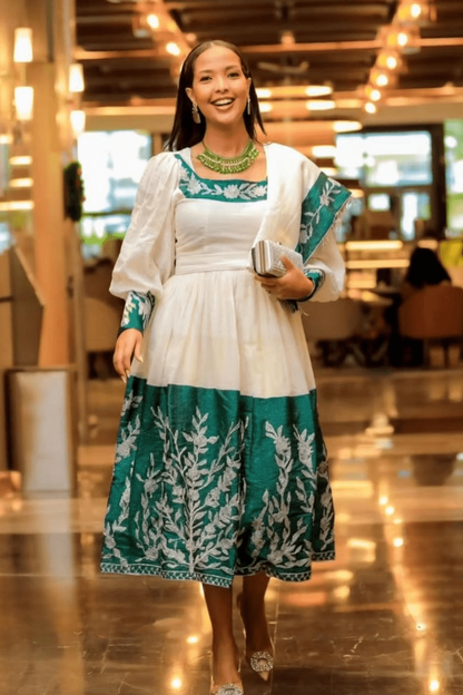 Beautiful Green Knee High Traditional Ethiopian Dress