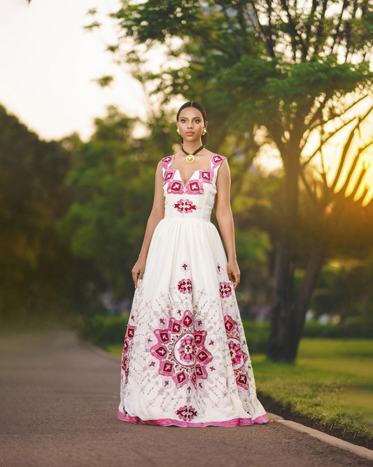 Flawless Pink Ethiopian Wedding Dress