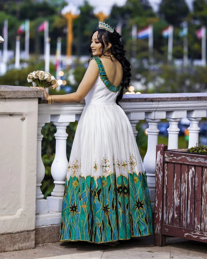 Glamourous Green Habesha Wedding Dress Back