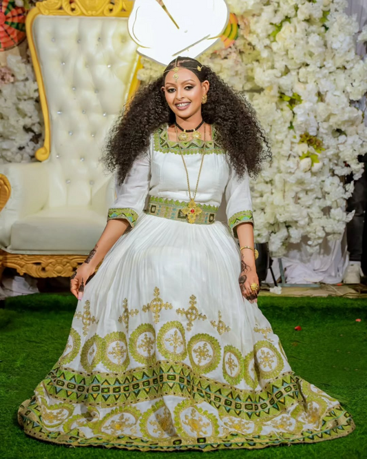 Mesmerizing Green Ethiopian Wedding Dress