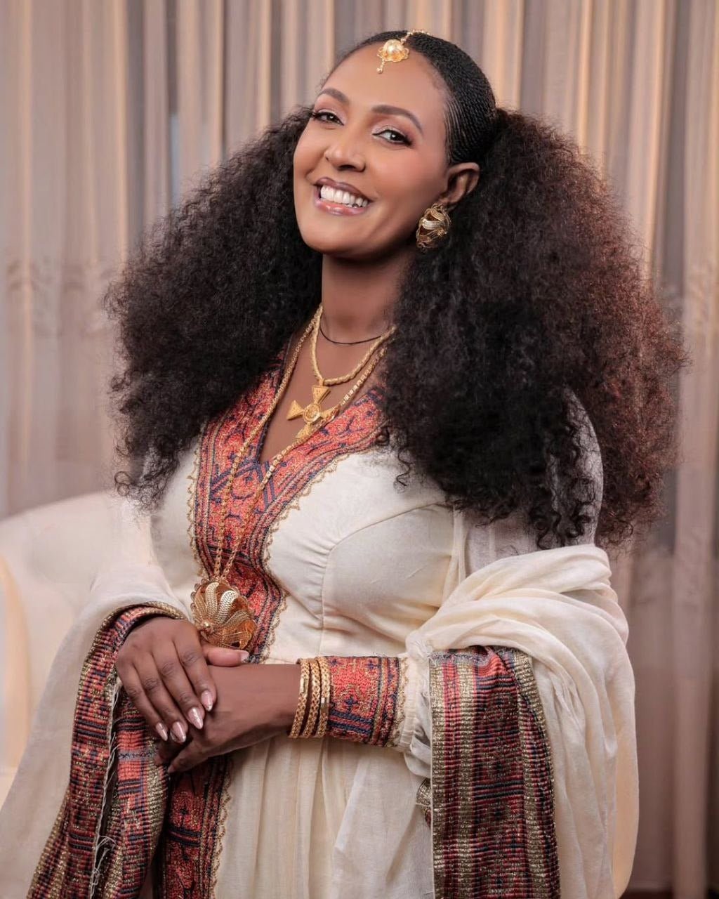 Elegant Traditional Ethiopian Dress with Cross Embroidery – Habesha Clothing – Ethiopian Dress – Ethiopian Traditional Clothing