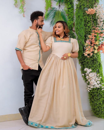 Modern Habesha Couples Attire – Habesha Clothing – Ethiopian Traditional Clothing – Habesha Kemis