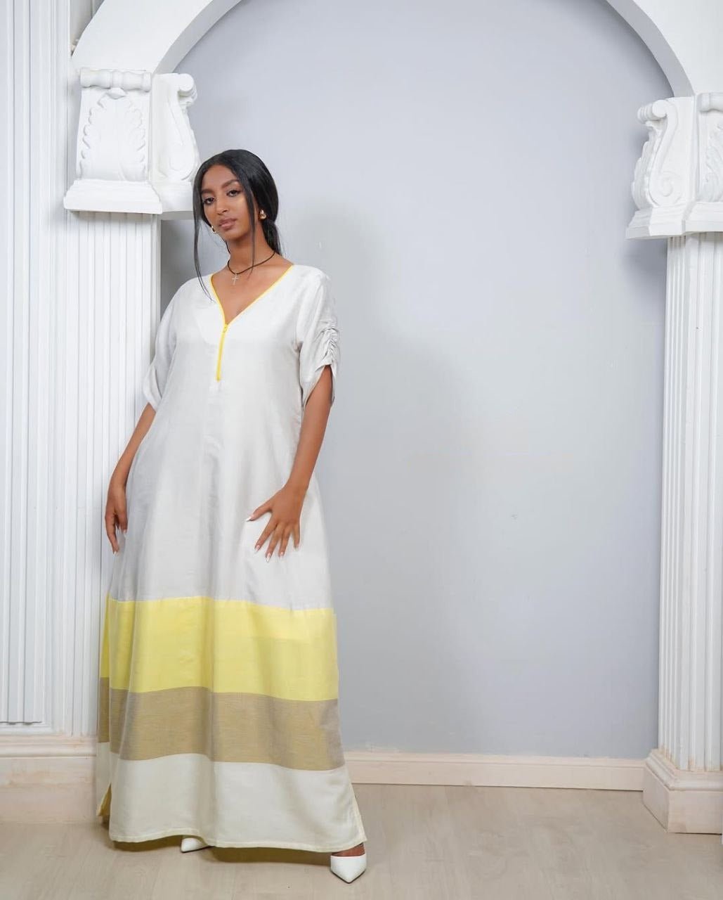 Simple Habesha Kemis with Bold Accents – Modern Habesha Dress – Cultural Dress – Habesha Clothing
