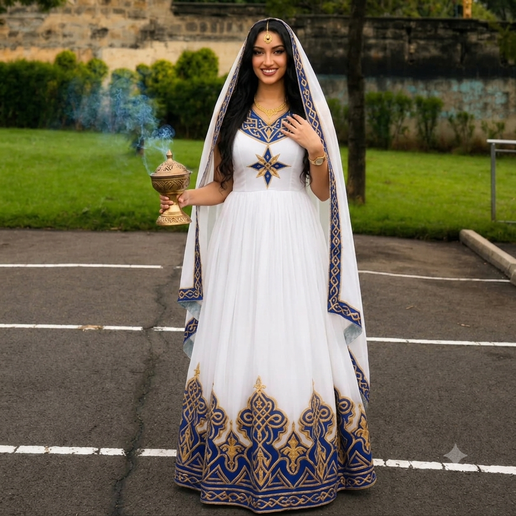 AI-Generated Habesha Traditional Dress Charming Habesha Kemis 