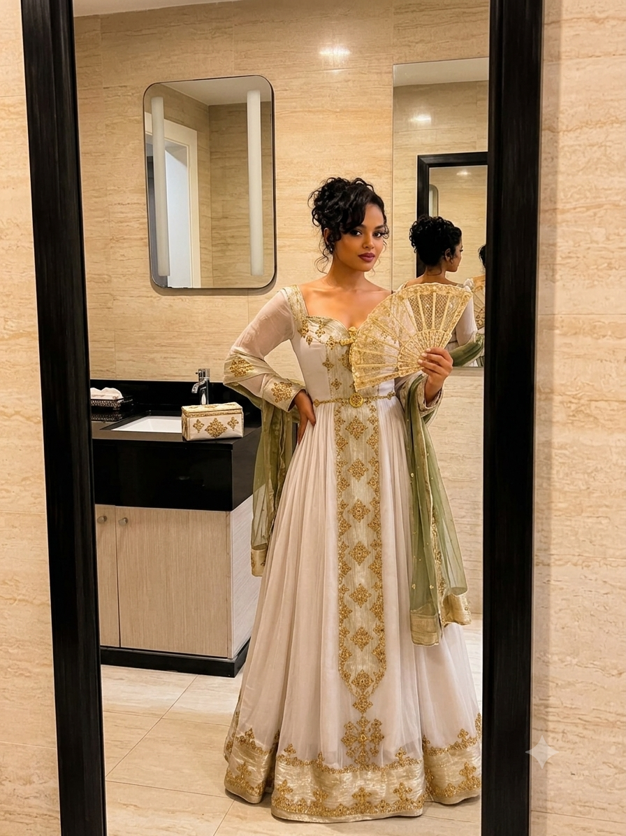 Buy AI-Generated Habesha Kemis Online Custom Ethiopian Traditional Dress