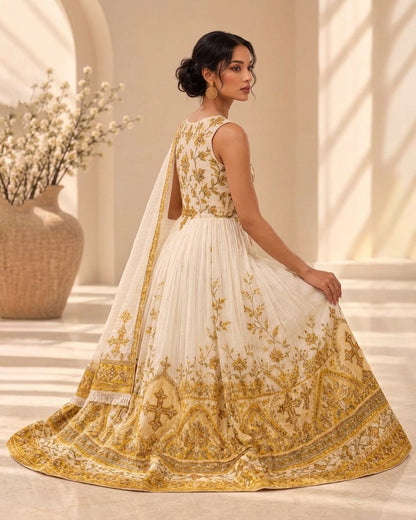 AI-Generated Elegant Gold Cross-Embroidered Habesha Kemis Ethiopian Clothing for Special Occasions 1157