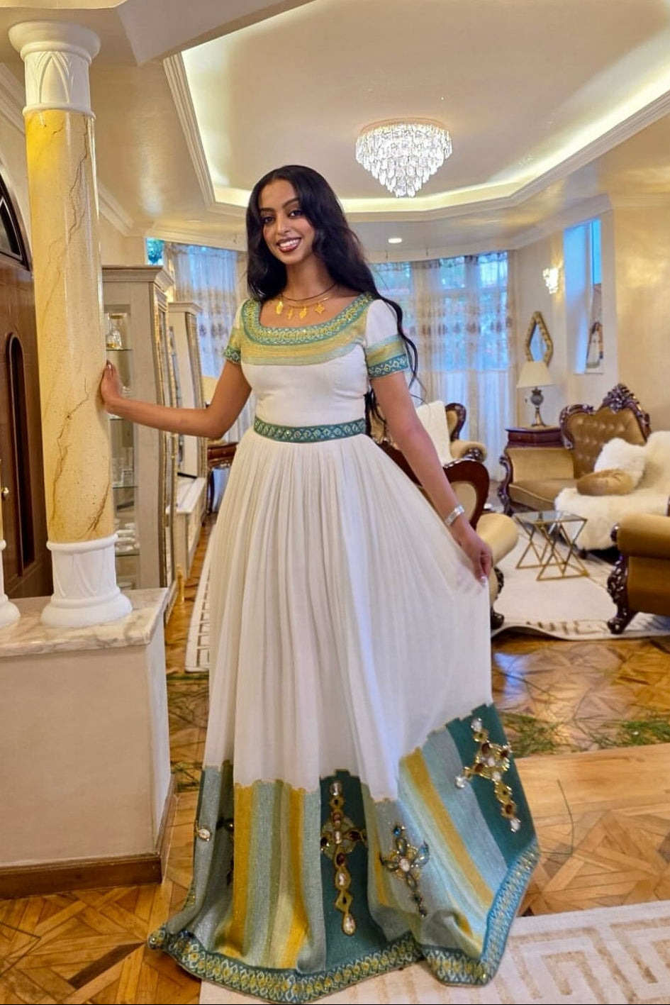 Elegant Traditional Ethiopian Wedding Dress 