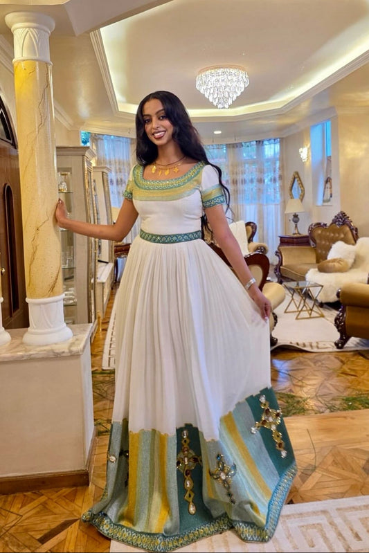 Elegant Traditional Ethiopian Wedding Dress 