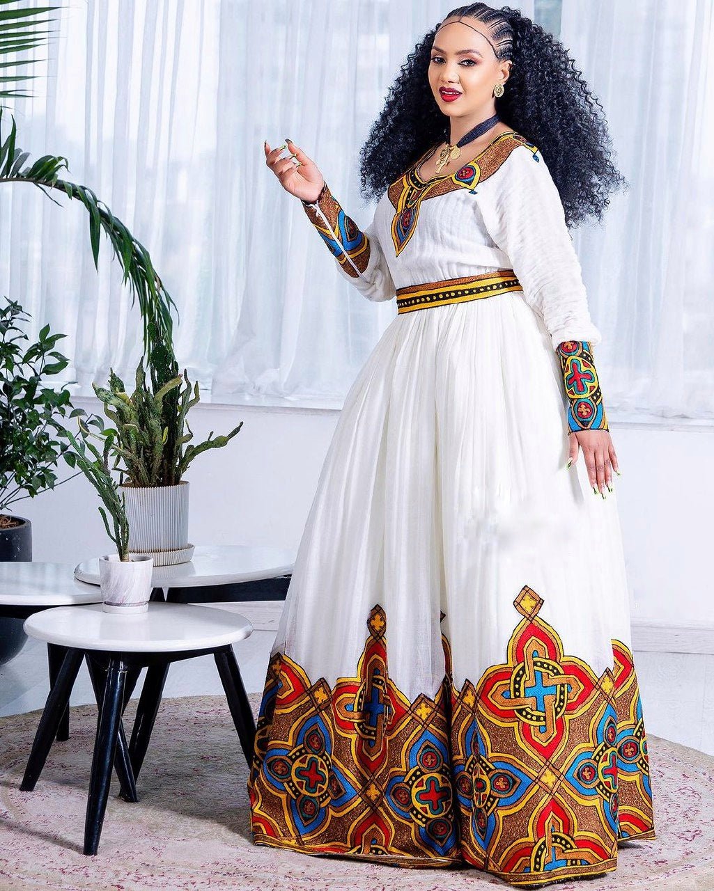 Vibrant Splendor Habesha Dress: Exquisite Wide Tilet Design Habesha Kemis