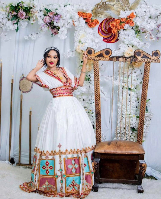 Ethiopian Elegance Habesha dress Embracing Vibrant Colors in Habesha kemis Designs