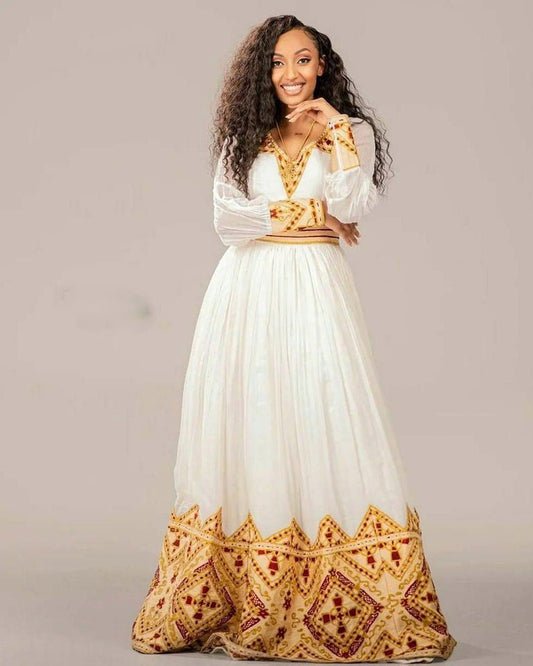 Reveling in Vibrant Colors of the Habesha Kemis Habesha Dress Modern Ethiopian Dress Style