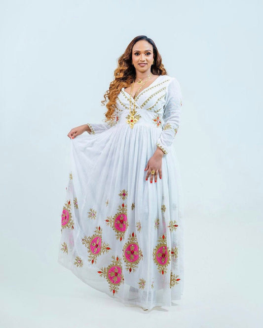 Pink Sparkle Habesha Dress Simple Habesha Kemis Ethiopian Dress Style