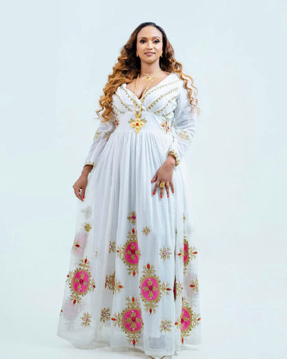 Pink Sparkle Habesha Dress Simple Habesha Kemis Ethiopian Dress Style