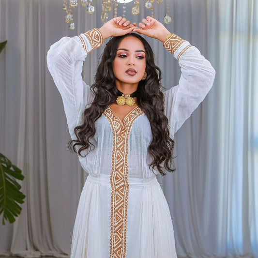 Timeless Simplicity in Habesha Dress Style Elegant Habesha Kemis Ethiopian Dress Style