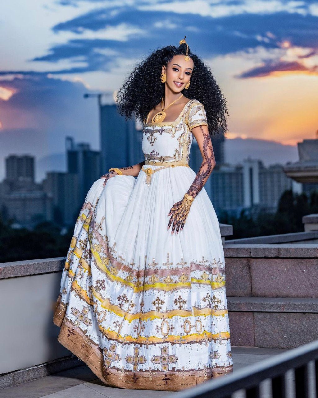 Sparkling Brown and Yellow Habesha Couples Outfit for Weddings Habesha Wedding Outfit Matching Couples Outfit