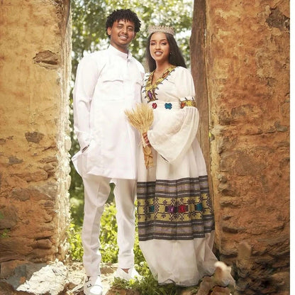Exquisite Cultural Wedding Habesha Couples Outfit Modern Ethiopian Wedding Outfit Matching Couples Outfit