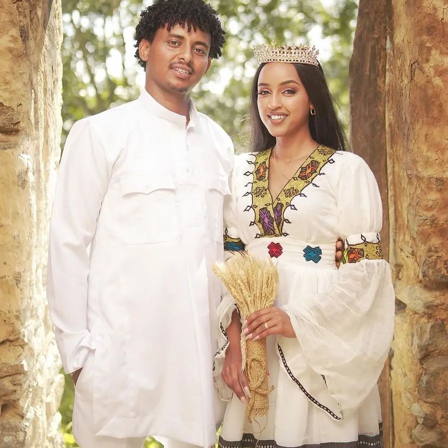 Exquisite Cultural Wedding Habesha Couples Outfit Modern Ethiopian Wedding Outfit Matching Couples Outfit
