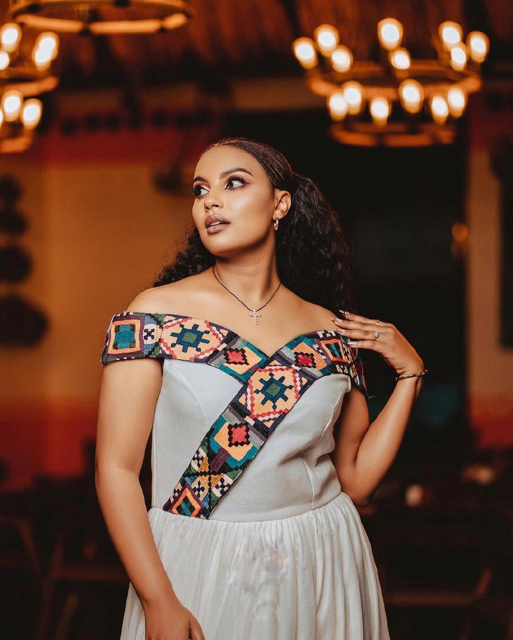 Vibrant Pattern Habesha Dress Modern Habesha Kemis Ethiopian Dress Style Traditional Habesha Libs