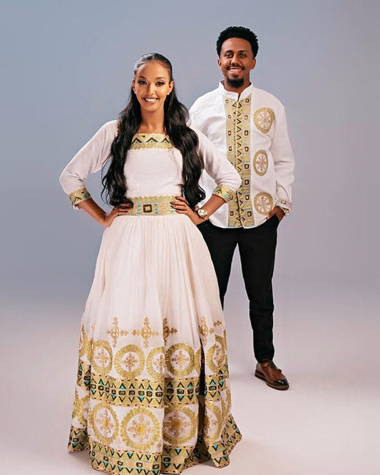 Gorgeous Wedding Habesha Couples Outfit Modern Ethiopian Wedding Outfit Matching Couples Outfit