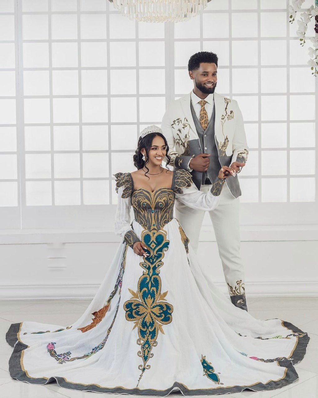 Darker Design Wedding Habesha Couples Outfit Modern Ethiopian Wedding Outfit Matching Couples Outfit