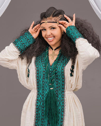 Blue Cultural Fetil Habesha Dress Habesha Kemis Ethiopian Dress Style Traditional Habesha Libs