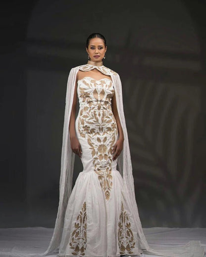 Stylish Strapless Traditional Ethiopian Dress