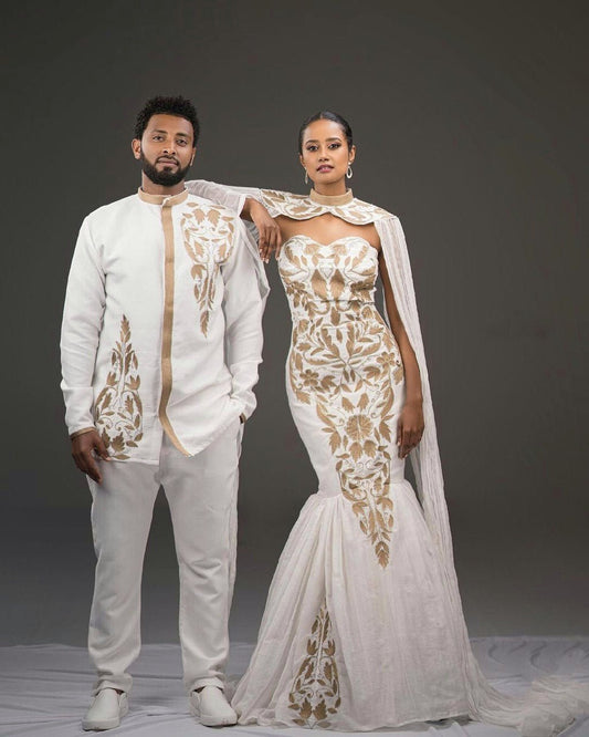 Gorgeous Wedding Stylish Habesha Couples Outfit Modern Ethiopian Outfit Matching Couples Outfit