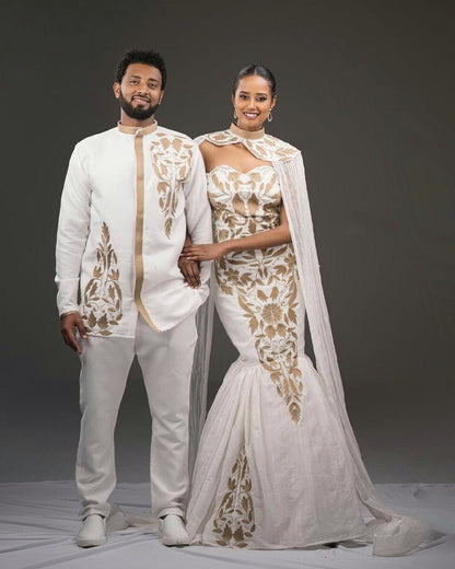 Gorgeous Wedding Stylish Habesha Couples Outfit Modern Ethiopian Outfit Matching Couples Outfit
