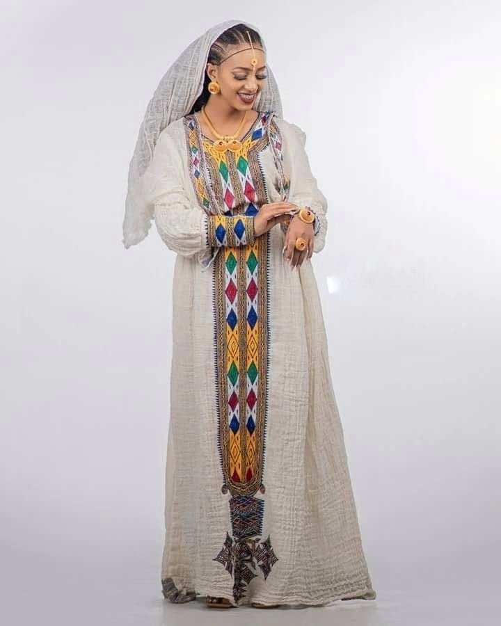 Colorful Tilet Fetil Habesha Dress Modern Habesha Kemis Traditional Ethiopian dress Style