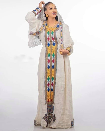 Colorful Tilet Fetil Habesha Dress Modern Habesha Kemis Traditional Ethiopian dress Style