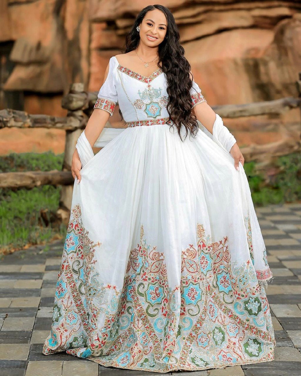 Radiant Light Tone Wedding Habesha Dress Modern Habesha Kemis Traditional Ethiopian dress Style