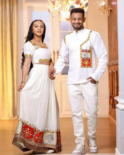 Embracing Vibrant Traditions of Oromo Dress Modern Oromo Couples' Outfits Oromo Men's Shirt