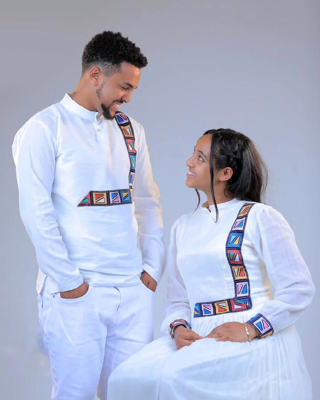 Colorful Habesha Couple's Outfits
