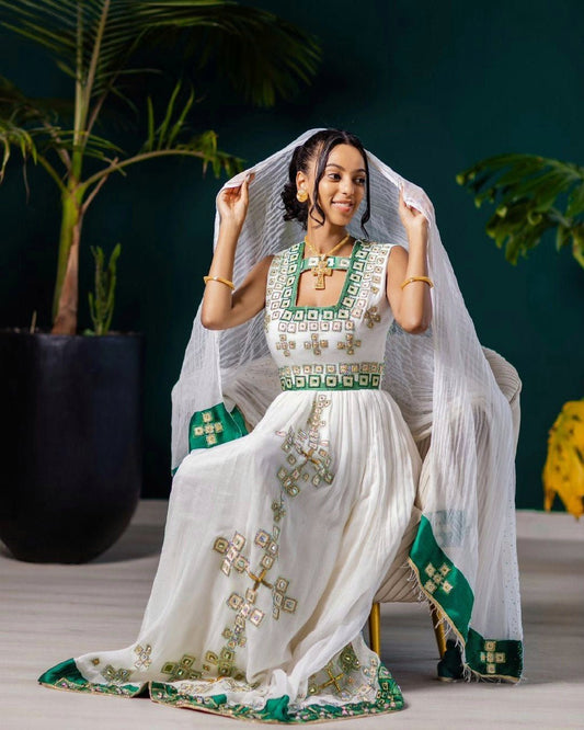  Green Beauty Ethiopian Habesha Dress