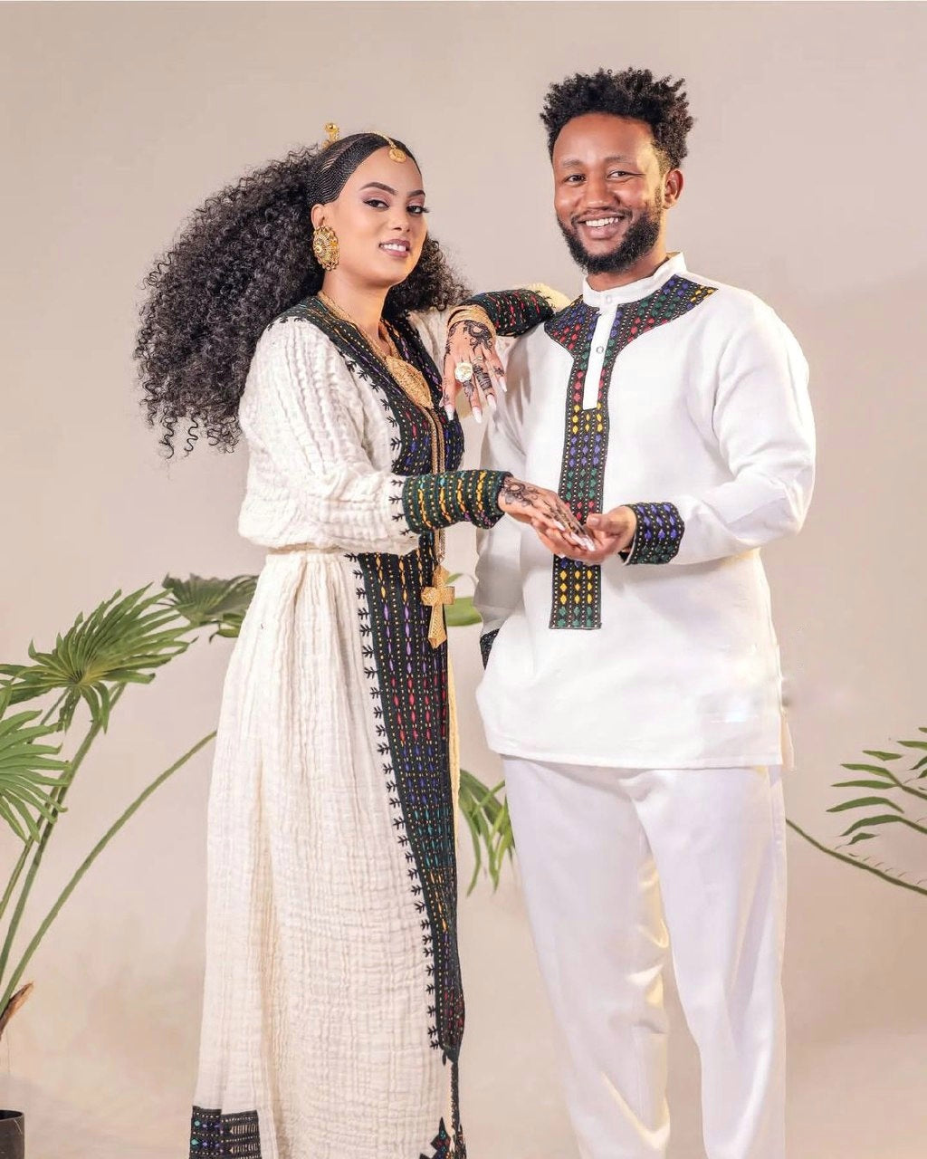 Cultural Ethiopian Couple's Outfit Simple Habesha Couples' Outfits