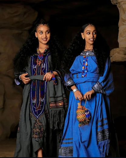 Darker Color Raya Habesha Dress Ethiopian Cultural Dress Raya Dress