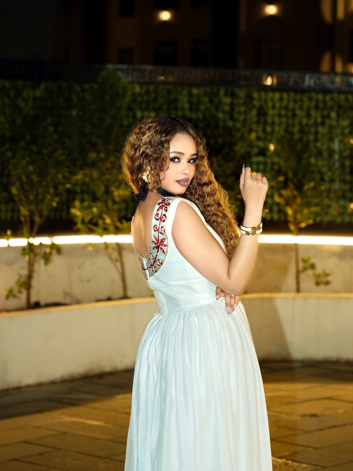 Moonlit Ivory Ethiopian Dress Elegant Habesha Traditional Embroidery & Heritage Habesha Kemis Style 1073