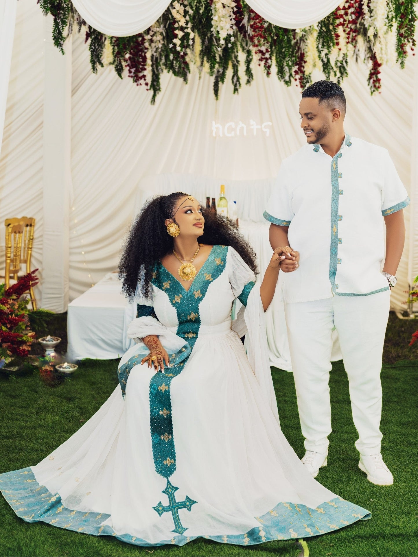 Habesha Couples Attire Matching Ethiopian Wedding Sets