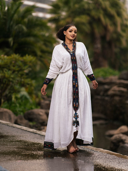 Dark Mosaic Border habesha kemis online Handloomed ethiopian clothing
