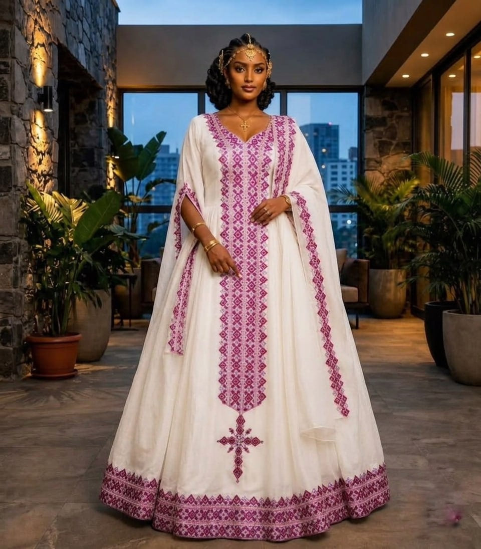 AI-Generated Habesha Traditional Dress Eritrean Clothing 