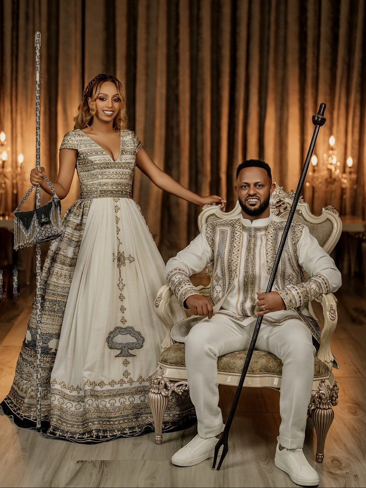Luxury Oromo Couple's Embroidered Outfit Set Ethiopian traditional dress