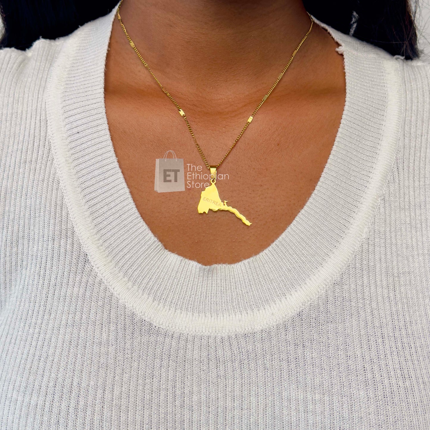 Eritrean Map in Golden Color Necklace