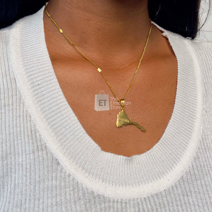 Eritrean Map Necklace Golden Color Simple Necklace For Classic Look Minimalist Necklace