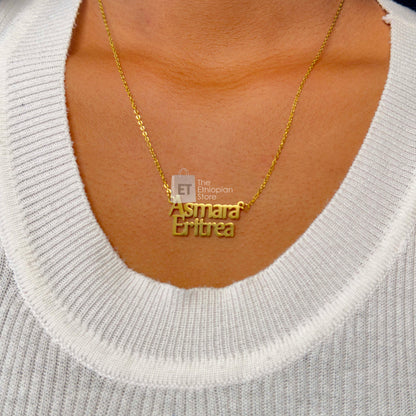 Asmara Eritrea Written Necklace Simple Habesha Jewelry for Everyday Look Minimalist Necklace Ethiopian Jewelry