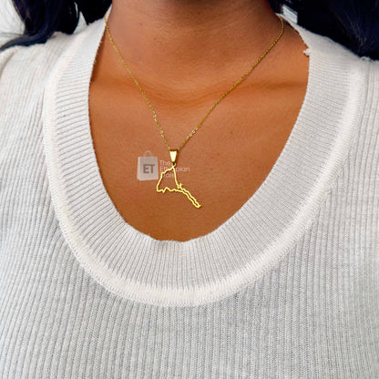 Eritrean Map Necklace Golden Color Eritrean Necklace Simple Jewelry