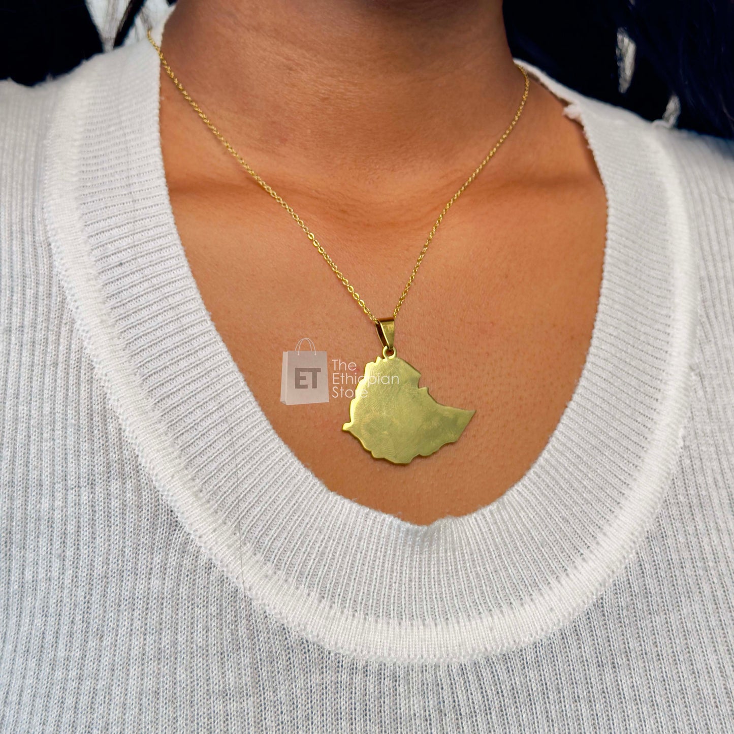 Ethiopian Map Necklace Golden Color Habesha Necklace For Everyday Look Minimalist Necklace