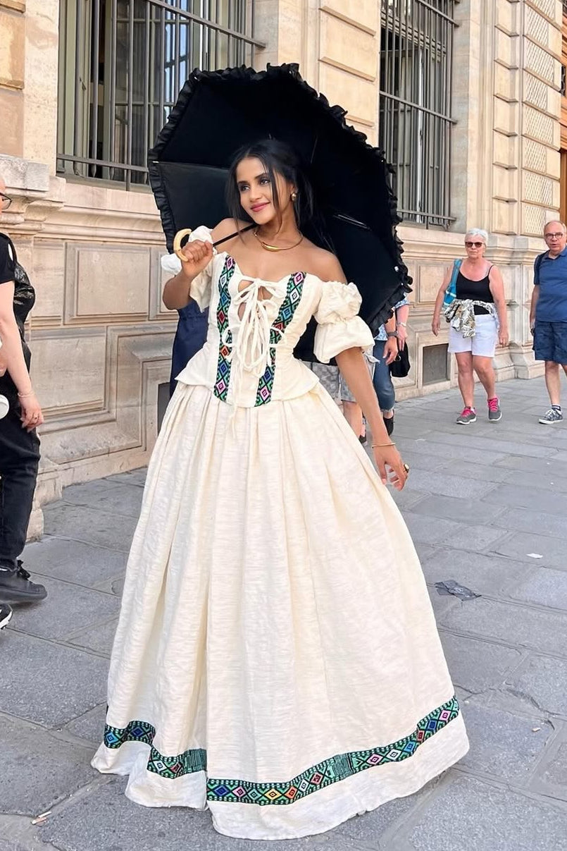 Stunning Habesha Kemis with Colorful Embroidery for Celebration